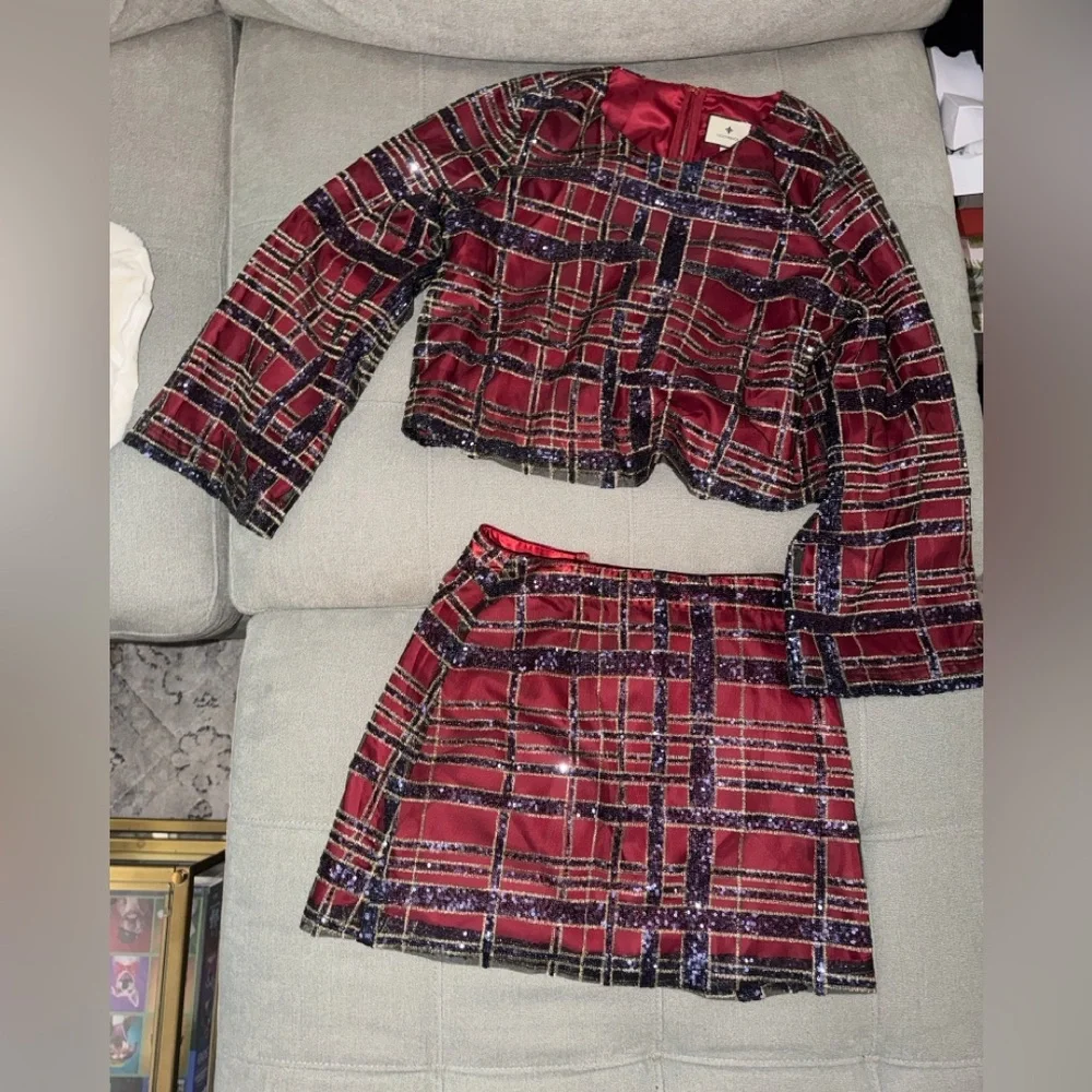 TUCKERNUCK Sequin Plaid Maxine Top + Sequin Plaid Meg Skirt SET small/medium